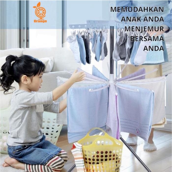 Rak Gantung Baju Bayi Jemuran Menara Lipat Rak 3 Susun