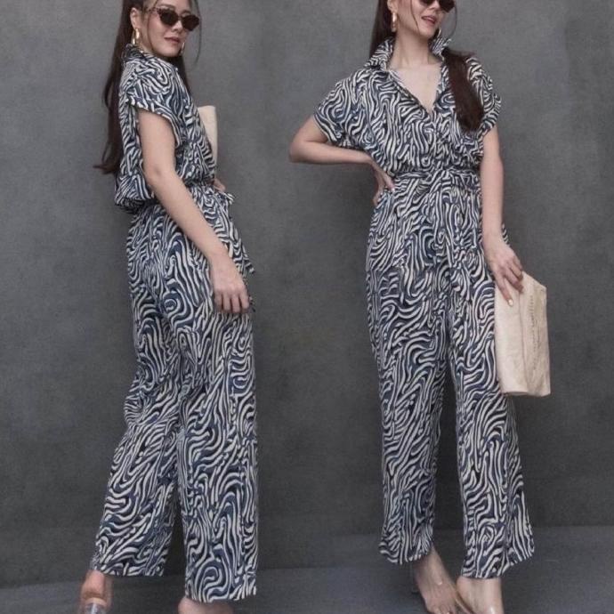baju jumpsuit wanita jumbo terbaru/jumsuit motif terbaru zebra xxl