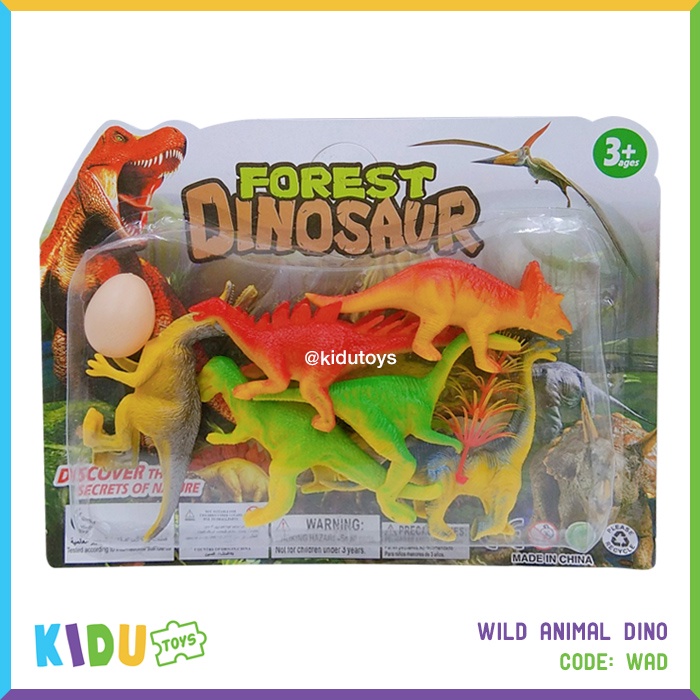 Mainan Anak 6 Pcs Forest Miniatur Dino / Hewan Dinosaurus Wild Animal Dino Kidu Toys