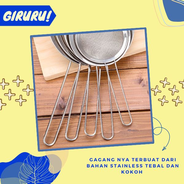 Saringan air Stainless Steel / Saringan Serbaguna / Saringan Teh + Kopi Stainless Steel (SUS 304) / Serokan Saringan Minyak Ceko 20cm 18cm 16cm 14cm 12cm 10cm 8cm / Saringan Minyak Halus/Saringan Teh/Saringan Tepung/Saringan Jus Bahan Stainless Tahan Lama