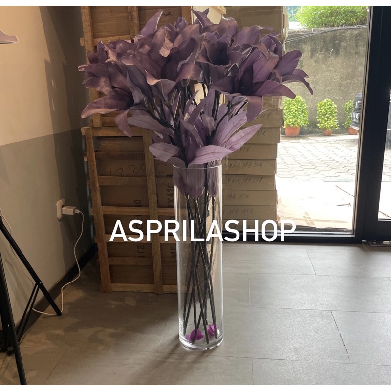 [ OJOL ] Vas kaca silinder tabung tinggi 60cm diameter 15cm 14cm  pot bunga kaca tinggi silinder vas