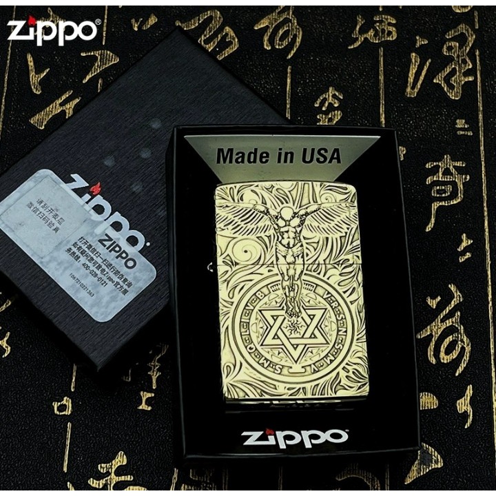 Korek Api Jippo Gold Matte USA Pentagram Logo Grade Ori Grafir 2 Sisi