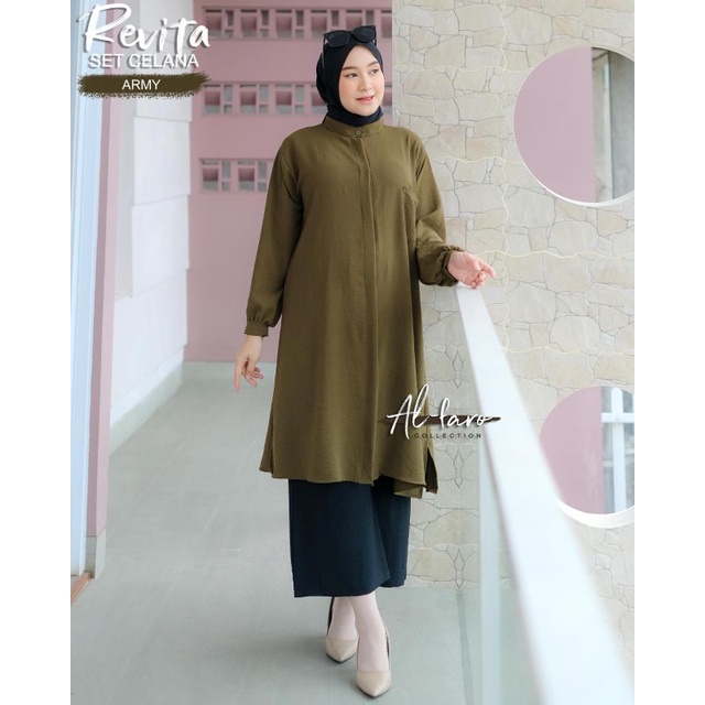 ONE SET SYAHILA REVITA ALFARO SETELAN ATASAN CELANA WANITA KERJA CASUAL HANGOUT OOTD LEBARAN STYLE