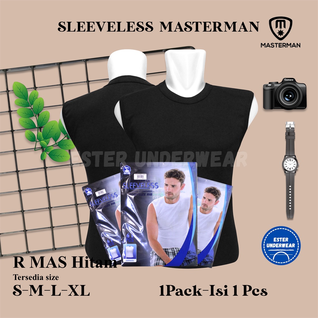 Kaos Tanktop Pria MASTERMAN HITAM ISI 1PCS