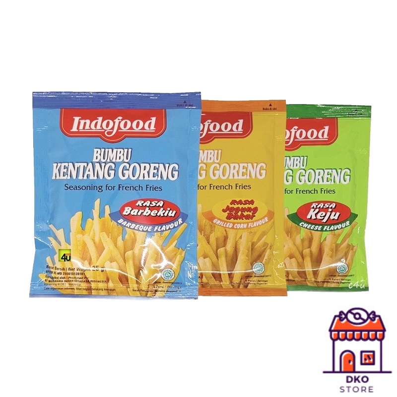 

INDOFOOD Bumbu Kentang Goreng - 25 gram - All Varian Rasa Barbekiu / Keju / Jagung Bakar