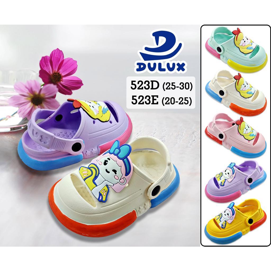 DX-523E Sandal Anak Perempuran Selop Tali Belakang Karakter Princess Merek Dulux Size 20-25