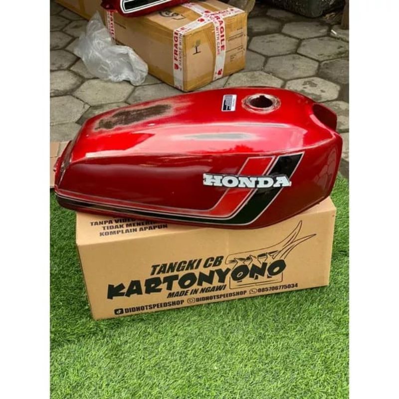Tengki GL100 Tangki Honda GL100 Merah Marun Motif Cat Bladus Original Set Emblem Tangki GL100