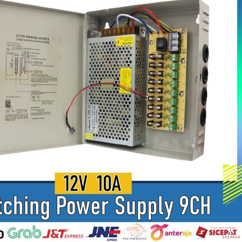 ✾ PSU Power Supply CCTV 12V 10A Box -PSU Box CCTV - ➧