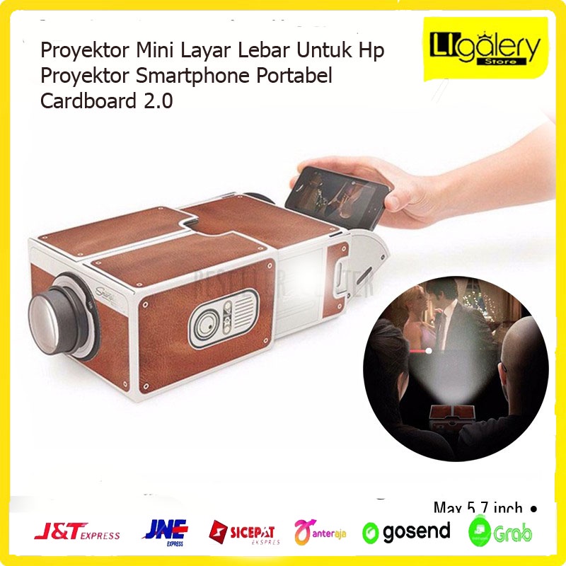 Proyektor Mini Layar Lebar Untuk Hp / Proyektor Smartphone Portabel Cardboard 2.0 / Proyektor Infoku