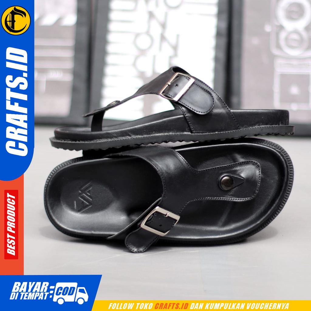 Sandal Slop Casual Kulit Asli Pria Crafts Haku
