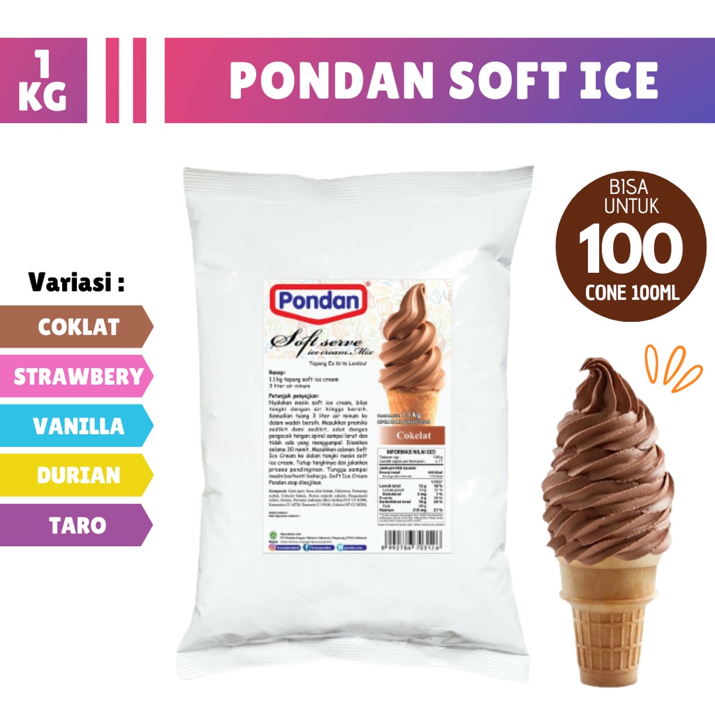 

Bubuk Ice Cream Soft Merk Pondan Bubuk Es Krim Instan Powder Eskrim Cone 1 Kg