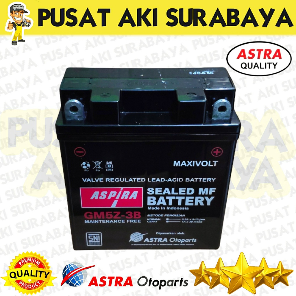 ACCU KERING ASPIRA GT6A GM5Z UNTUK MOTOR ZONE 125 CEVIRA SPIKE MIO SPORTY JUPITER Z MTX5AL YB5LB YT7C GT6A