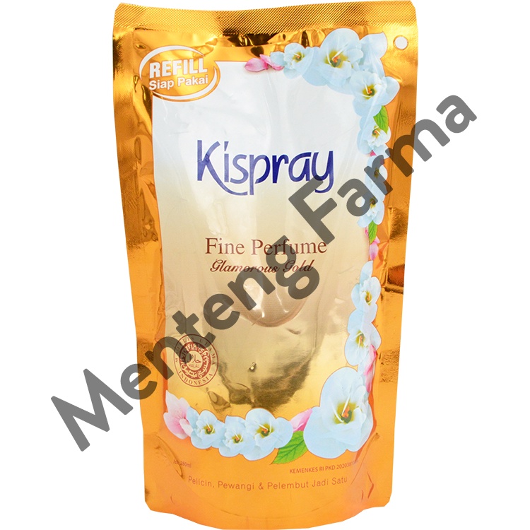 Kispray Pewangi dan Pelembut Refill Pouch Glamorous Gold 280 mL - Pelicin Pewangi dan Pelembut Pakaian