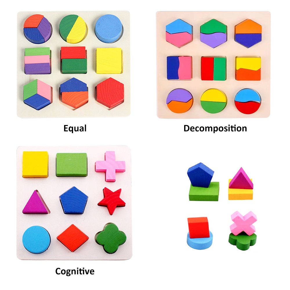 LAKOE Puzzle kayu edukasi anak Jigsaw Puzzle geometri wooden toys