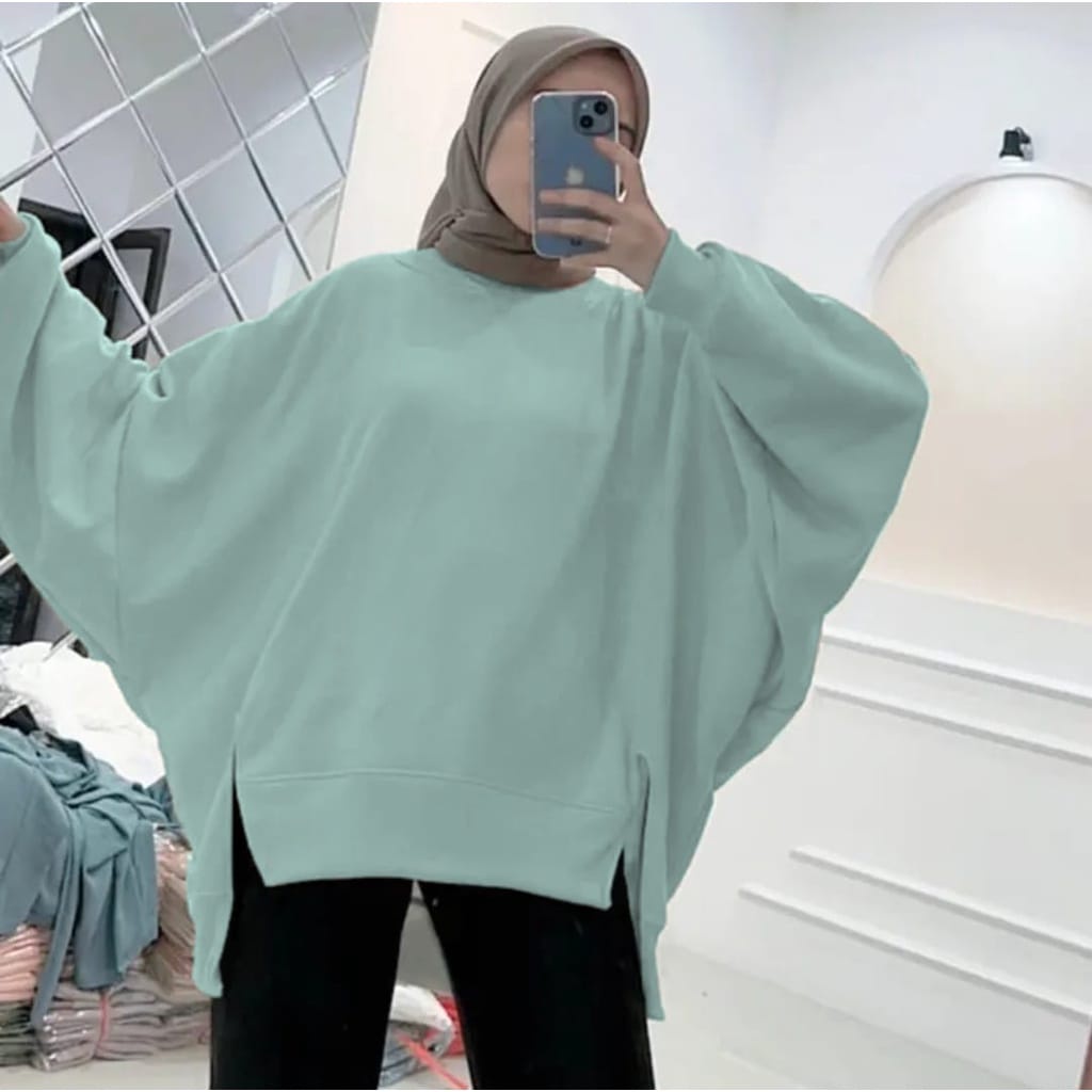 Xxxl Belah Pinggir Oversize Jumbo Sweater Wanita Bigsize - Sweater Oversize Jumbo Terkece