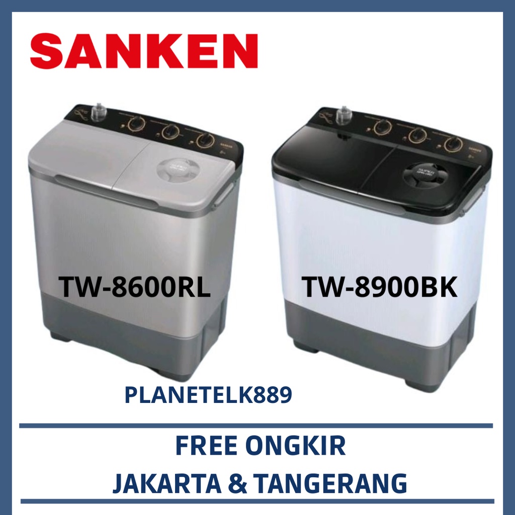 SANKEN TW-8600RL / TW-8900BK MESIN CUCI TERBARU SANKEN TWINTUBE 8KG