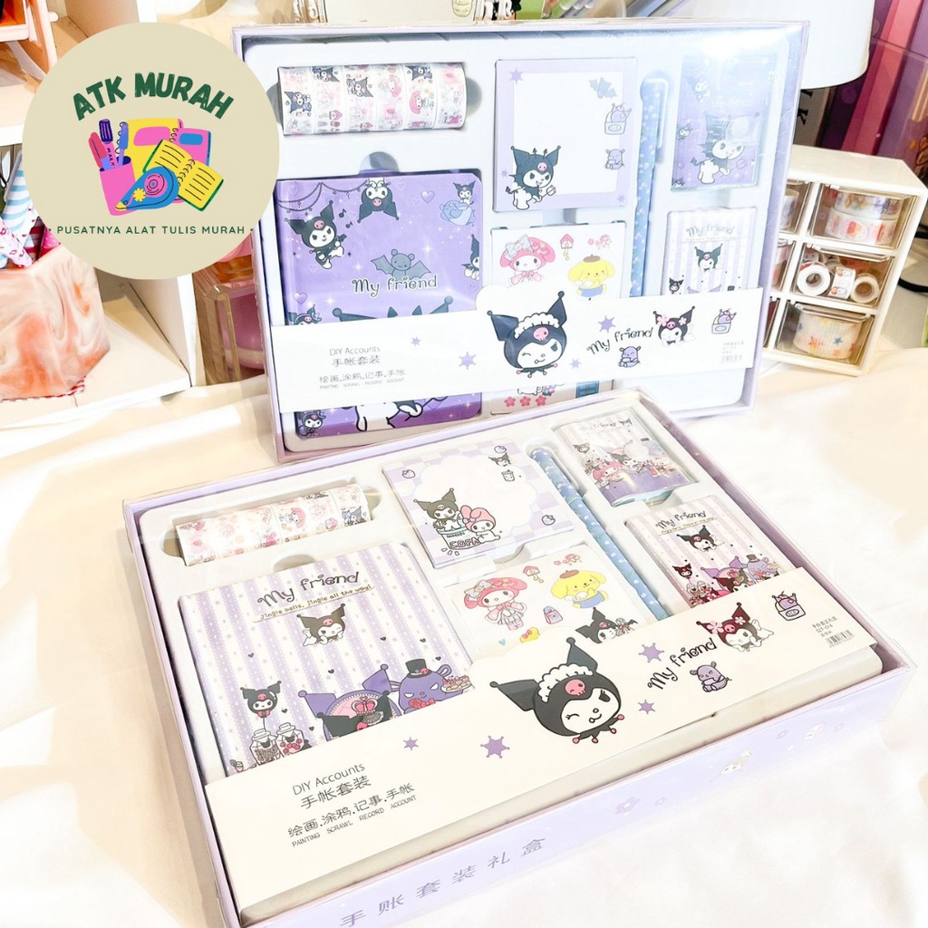 

Paket jurnal 7 in 1 KUROMI SANRIO journal perempuan gambar buah kado unik lucu