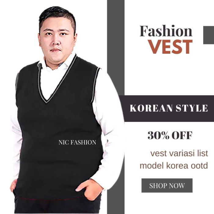 Rompi Rajut Pria Jumbo Big Size Pria Korea Vneck Vest Knit Nicfashion