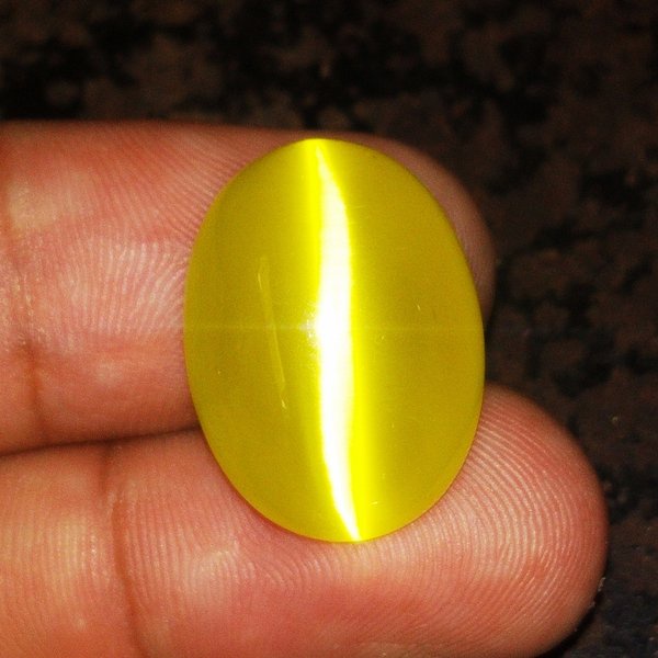 Batu Akik Mata Kucing Cat Eye Kuning Size Kantoran 3s01