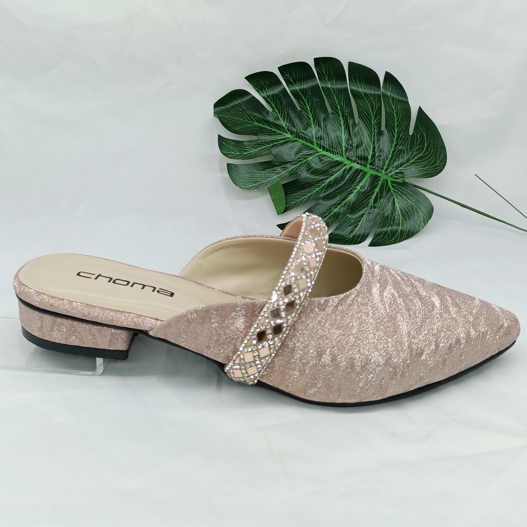 CHOMA - Sandal Flat/Sandal Wanita Teplek/sendal slop tali/sendal flat payet/sendal wadinta/sendal weeding