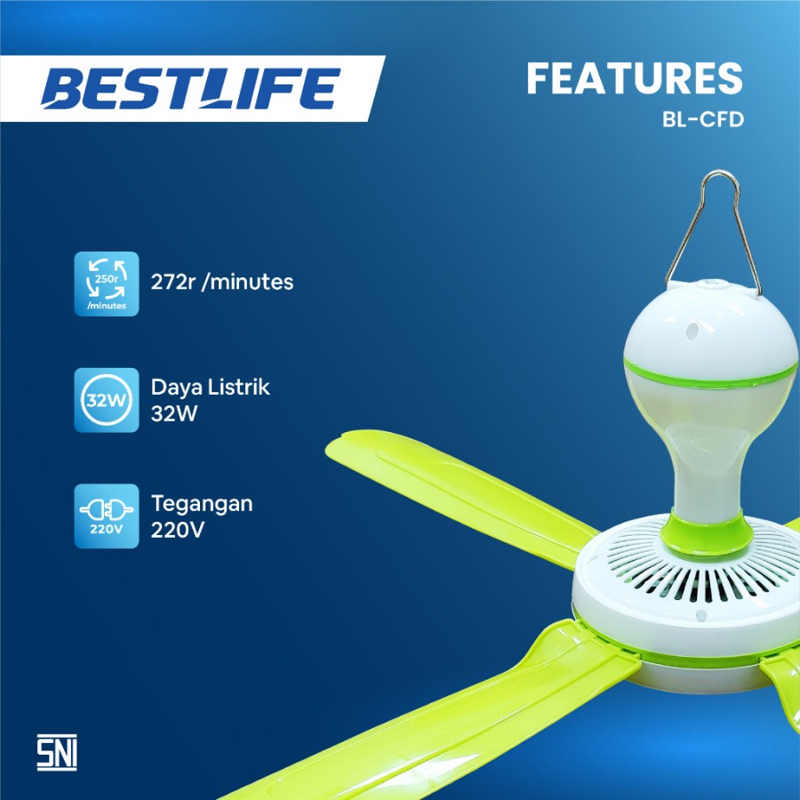 KIPAS ANGIN GANTUNG 32 WATT BESTLIFE CEILING FAN KIPAS GANTUNG 32 WATT 4 BALING