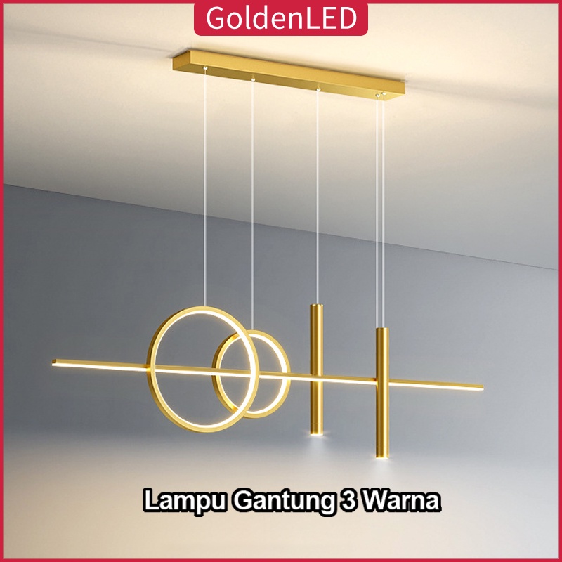 Golden LED Lampu Gantung Minimalis Lampu 3 warna Lampu Hias Rumah Lampu Strip Panjang LED lampu meja makan lampu hias gantung minimalis