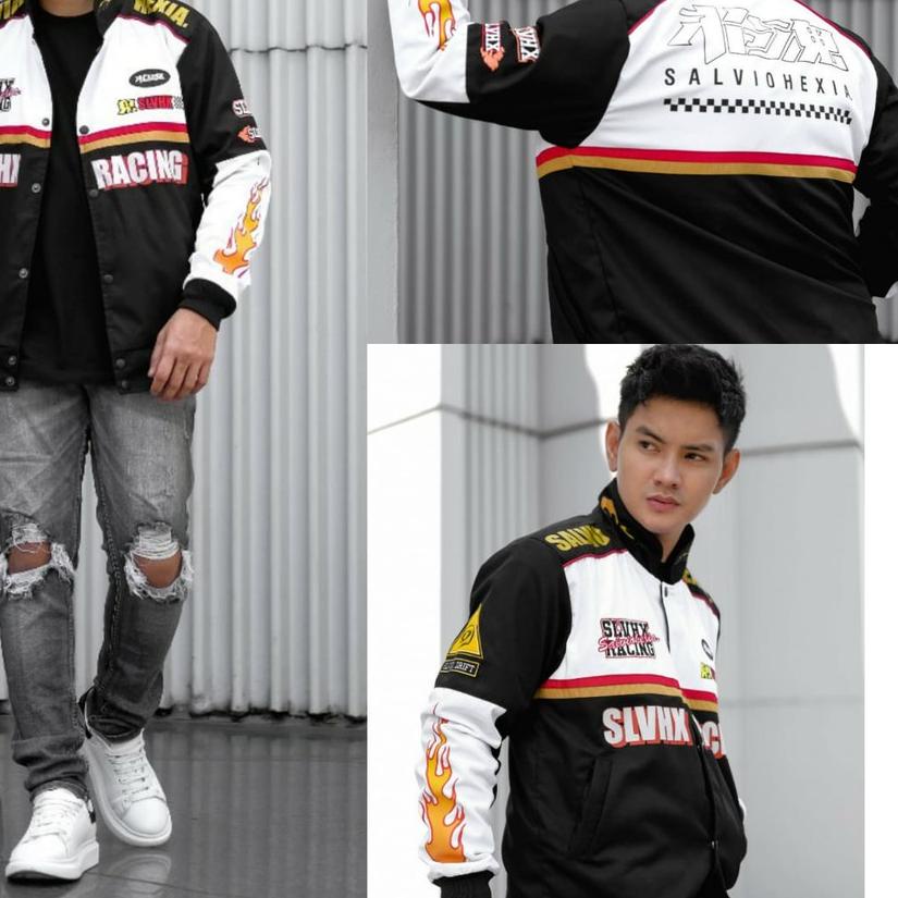 ✰ NASCAR JACKET RACING HITAM PUTIH SALVIO HEXIA ❈
