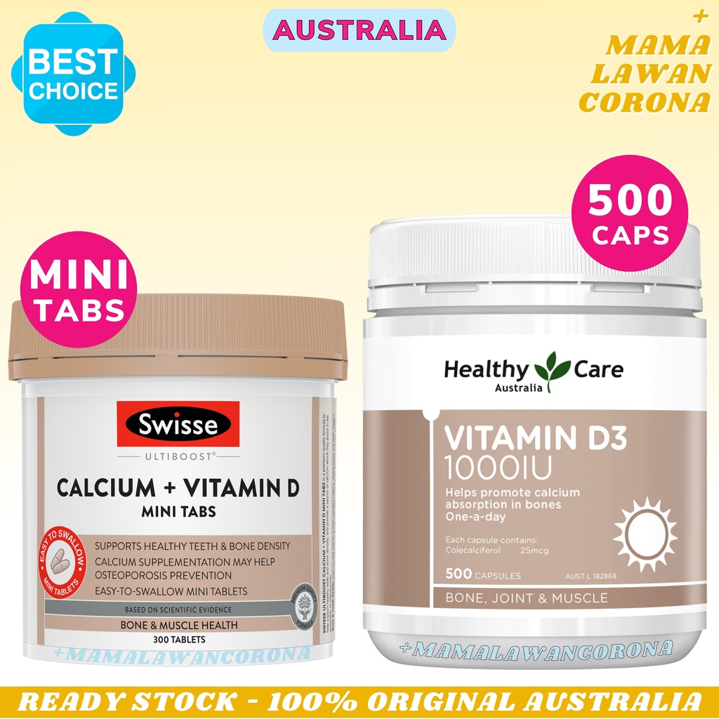 SWISSE Ultiboost Calcium Vitamin D 150 Capsules / Mini Tabs 300 Tablets Kalsium Calsium Tablet // Healthy Care D3 1000IU 500 250 1000 IU 400 Kapsul // Blackmores Total Magnesium 200