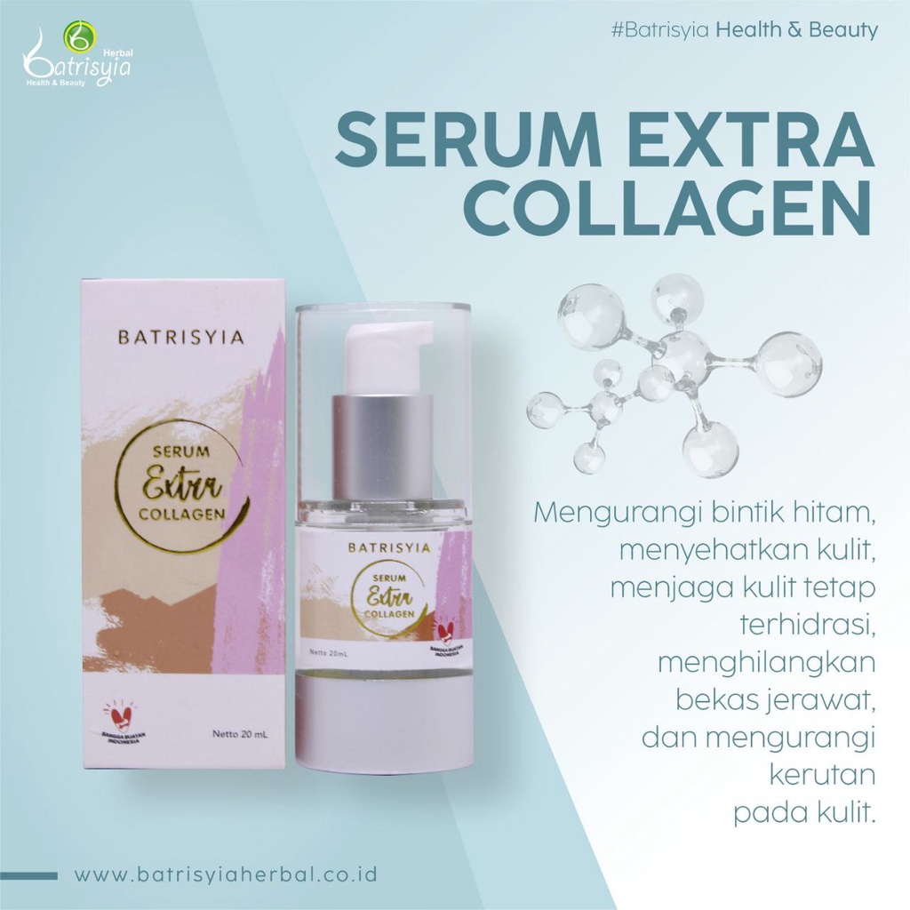 Batrisyia Serum Extra Collagen 20ml anti aging menyamarkan kerutan merapatkan pori - pori besar menghilangkan mata panda batrisya herbal