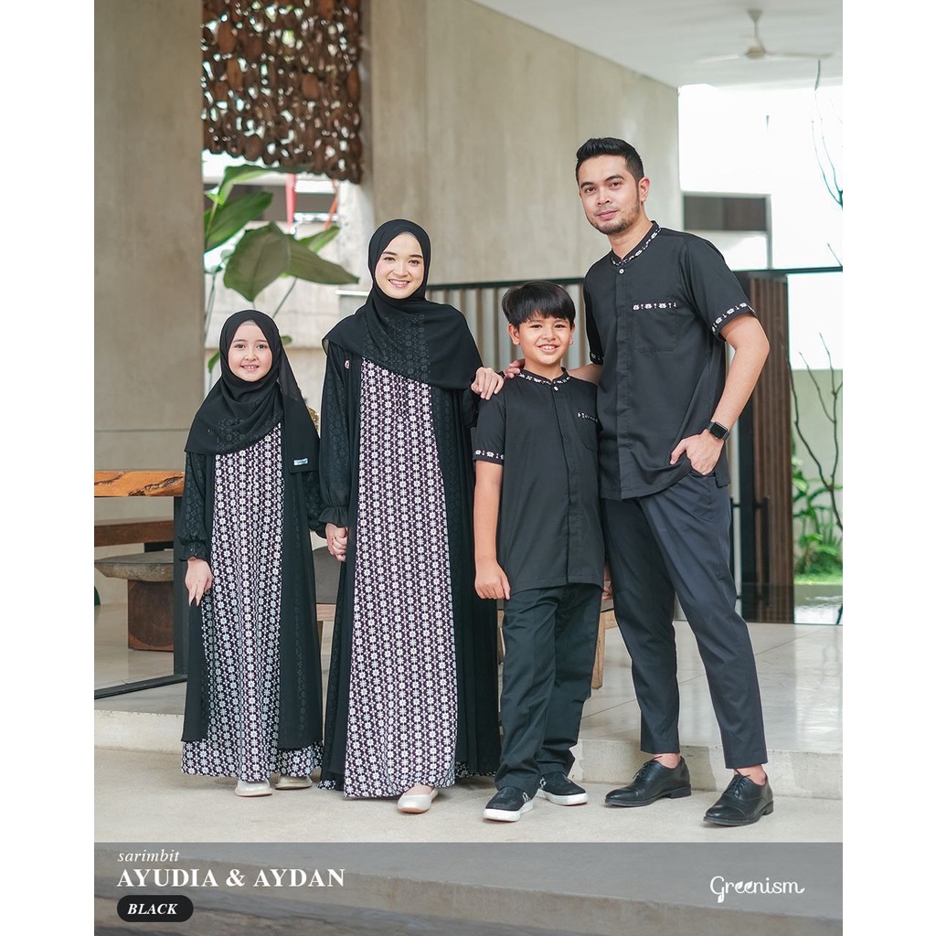 Greenism Sarimbit Ayudia &amp; Aydan (Black) Quality Premium Syar'i - Set Family