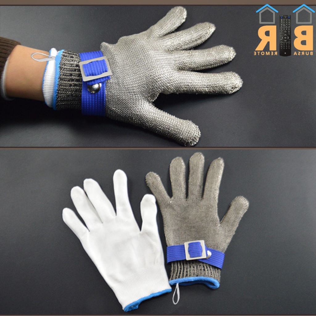 Sarung Tangan Baja Besi Kawat Anti Pisau Cutter Pelindung Senjata Tajam Steel Glove Untuk Keselamatan Tukang