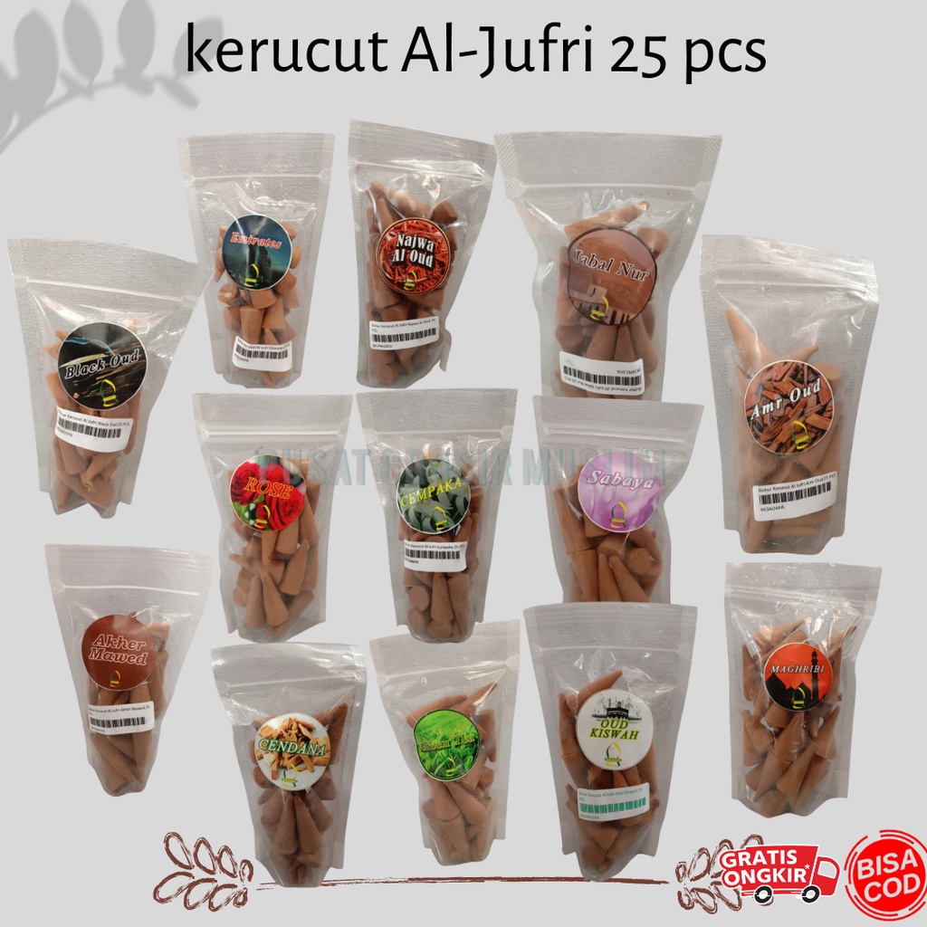 Dupa Bukhur Buhur Bakhoor Kerucut Aromaterapi Arab Mini oud kiswah isi 25pcs Al Jufri Premium Quality