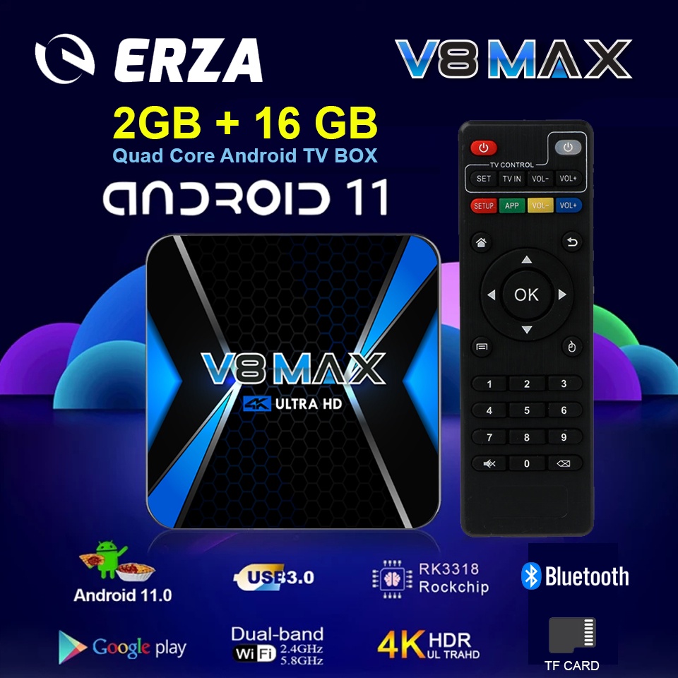 TV Box Android ERZA V8 Max 2GB + 16GB 2.4G 5.8G WIFI Bluetooth