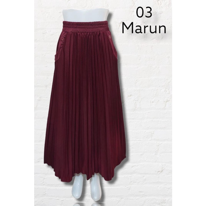 D-01 Rok Polos kancing + saku /Rok Plisket panjang Rok muslim/Mayung/Payung Terbaru Termurah Terlaris