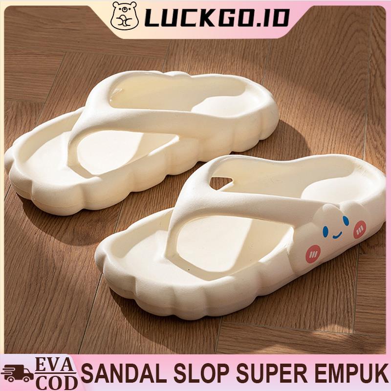 Sandal Jepit Wanita Cute Cloud Sandal Jelly Korean Import  Sandal Slop Sendal Wanita Terbaru 2023 Kamar Empuk Nyaman Tebal Rumah High Quality