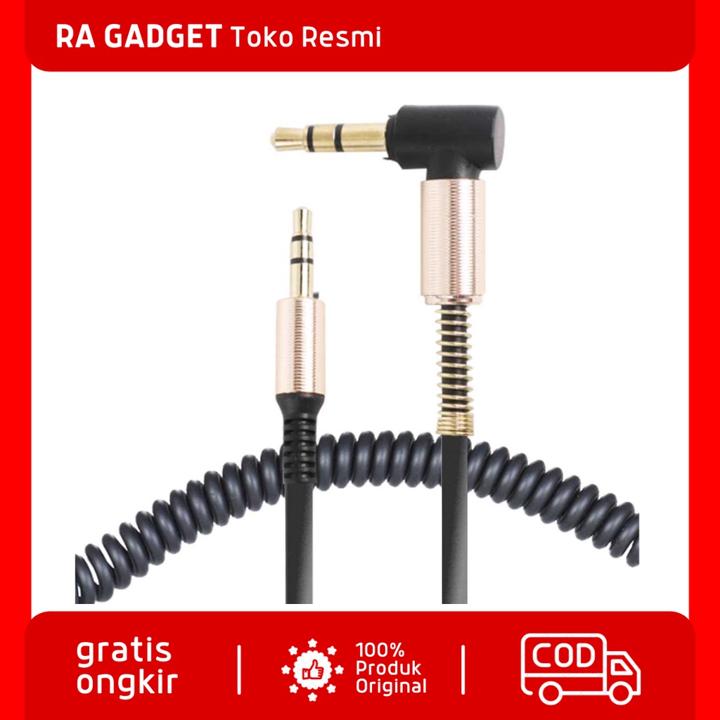 Kabel Audio AUX 3.5mm Spring L Jack 1.5m / Kabel Aux Jack Jek Audio Gitar Hp Ke Speaker Aktif Salon 