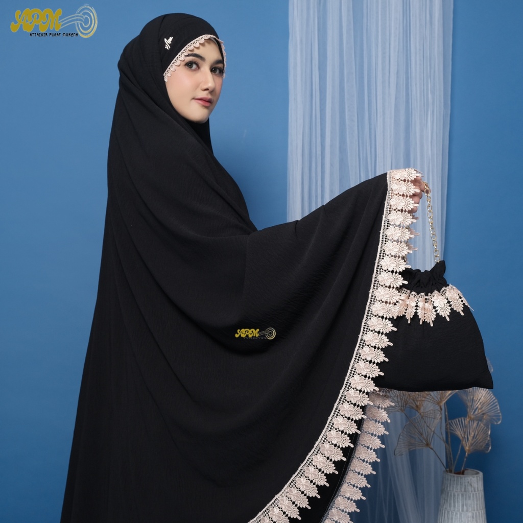 Apm Mukena - Mukena Crinkle Airflow 3in1 Premium Arabian Renda Ziper Premium