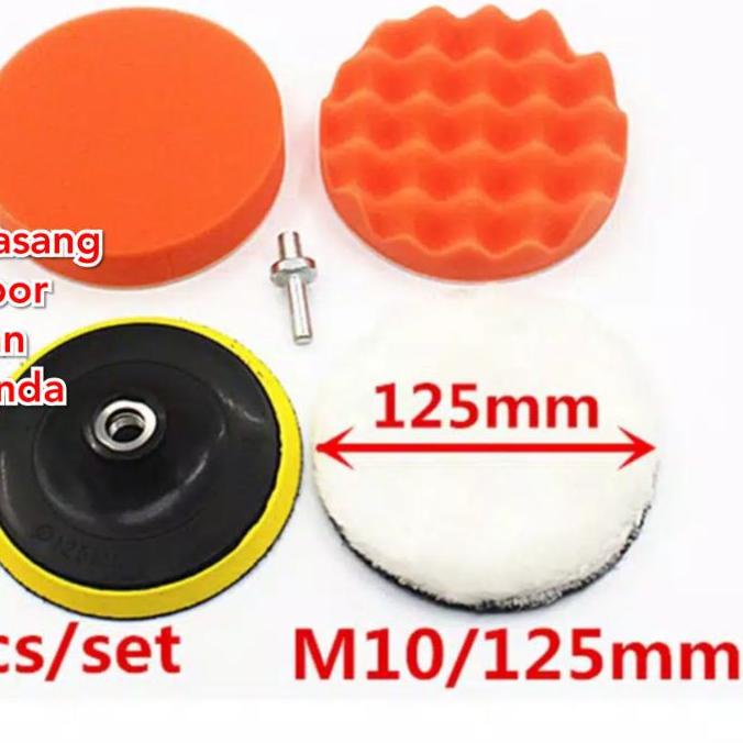 ☪ busa poles set 5 inch isi 5 pcs wol poles busa spon pad poles 5 inchi aksesoris mesin poles ♦