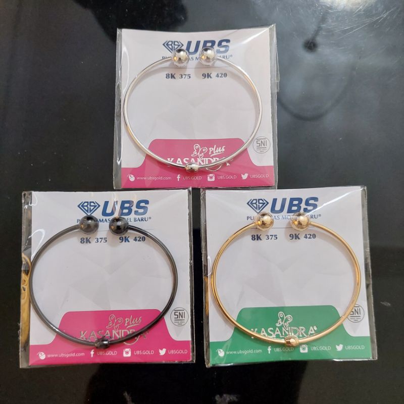 Gelang bangle tinju 3 warna UBS kadar 8K 375