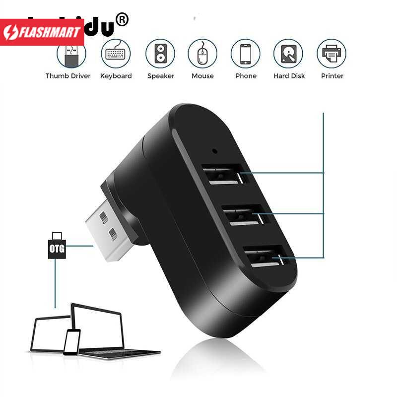 Flashmart Kebidu USB Hub 2.0 3 Port Mini Rotary Splitter Adaptor - KU180