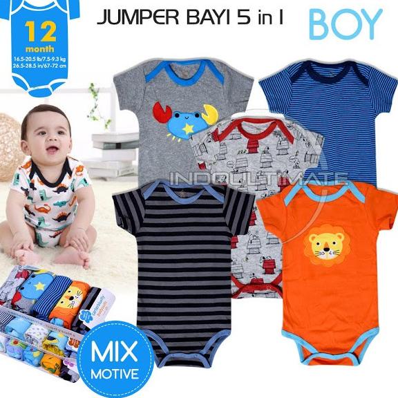 CHEKOUT Baju Bayi Newborn 5in1 / Jumsuit Bayi Baru Lahir 0-2 Tahun / Jumpsuit Anak Laki-Laki BC-01-4