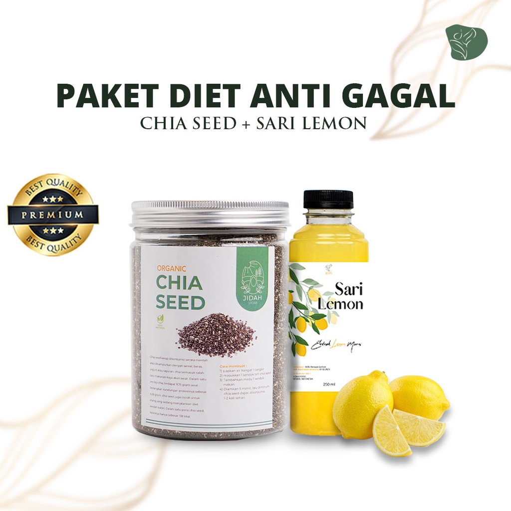 Paket Diet Anti Gagal Sari Lemon Asli Chia Seed biji chia Asli non GMO kebutuhan program diet menurunkan berat badan