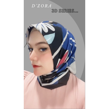 d'ZORA HIJAB KERUDUNG ULTRA SHINNY GLOSSY MOTIF 3D PLATINUM