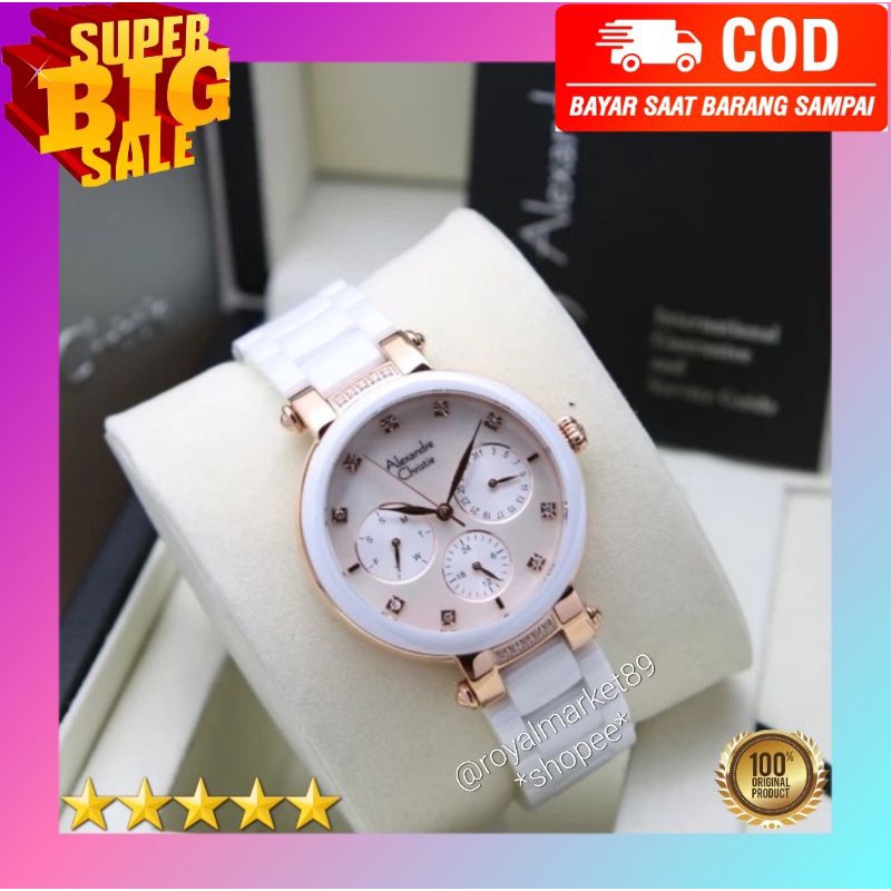 [PILIHAN WARNA LAIN GESER FOTONYA] ORIGINAL JAM TANGAN WANITA ALEXANDRE CHRISTIE ANALOG KERAMIK ARLO