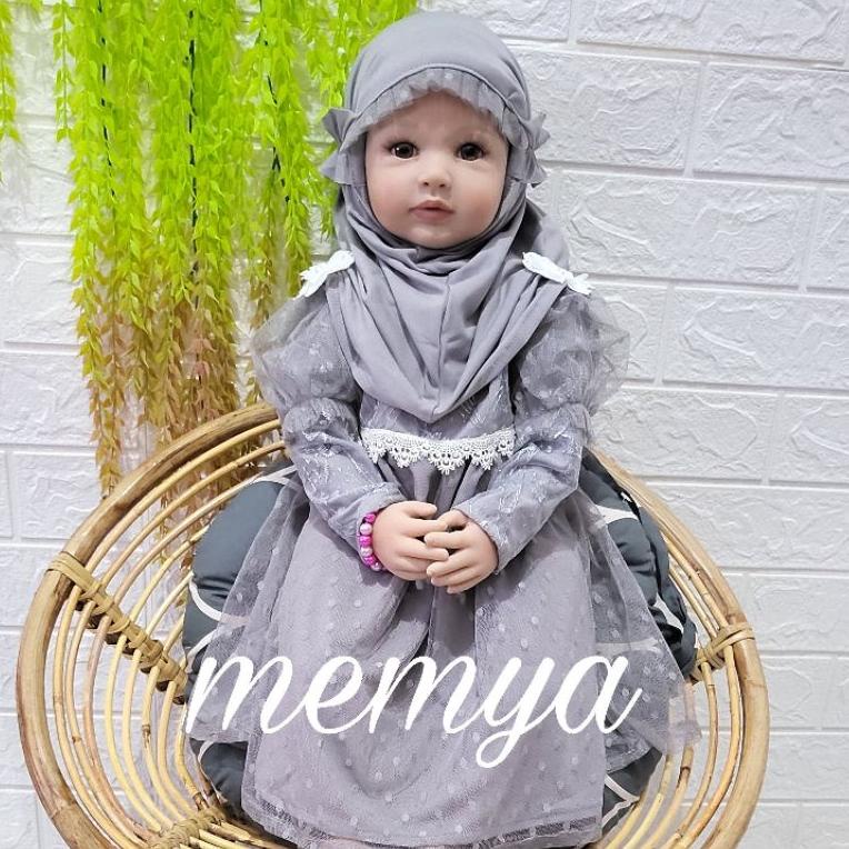 TREN TERBARU Baju muslim gamis aqiqah bayi baby newborn gaun pesta tile tulle t polka dress brokat b