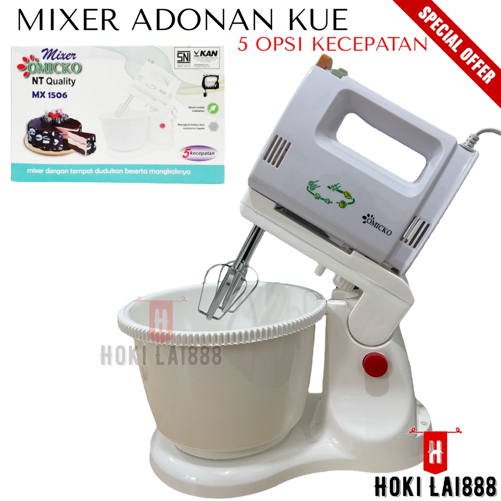 [HKL] OMICKO MIXER ADONAN KUE 5 SPEED / MIXER STAND / HAND MIXER PENGADUK ADONAN KUE 2 LITER