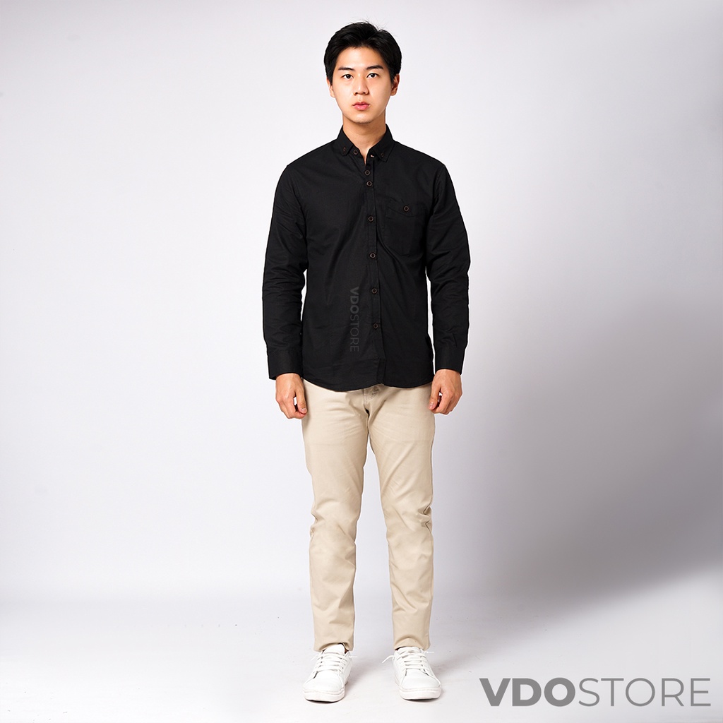 KEMEJA PRIA HITAM BASIC LENGAN PANJANG BAJU DEWASA POLOS PREMIUM KEMEJA KERJA TEBAL M L XL BLACK MEN SHIRT KEMEJA KANTOR FORMAL SANTAI CASUAL SEMI KASUAL VIRAL MURAH KATUN KUALITAS