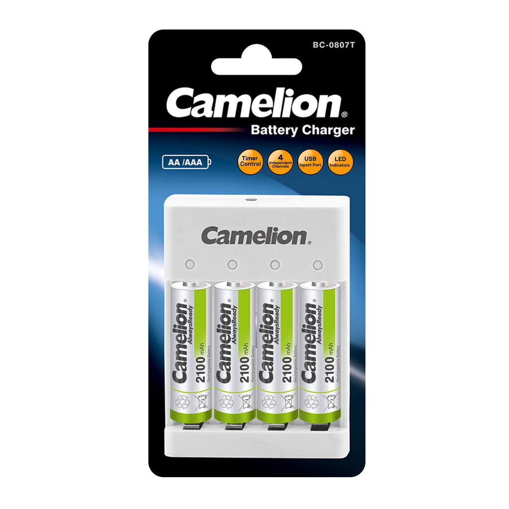 CAMELION CHARGER BATERAI 4 SLOT AA AAA STD 0807T + AA 2100 mAh BP4