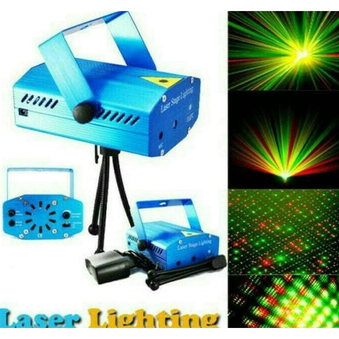 MINI LASER STAGE LIGHTING LAMPU LASER DISKO DISCO PROYEKTOR SOROT [COD]