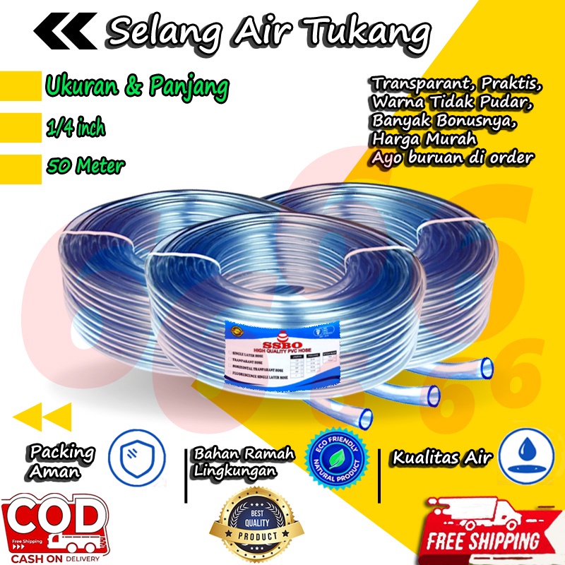 TERMURAH SELANG AIR AQUARIUM SELANG TUKANG TIMBANG BANGUNAN 1/4 INCH 50 METER ALAT PERTUKANGAN COD